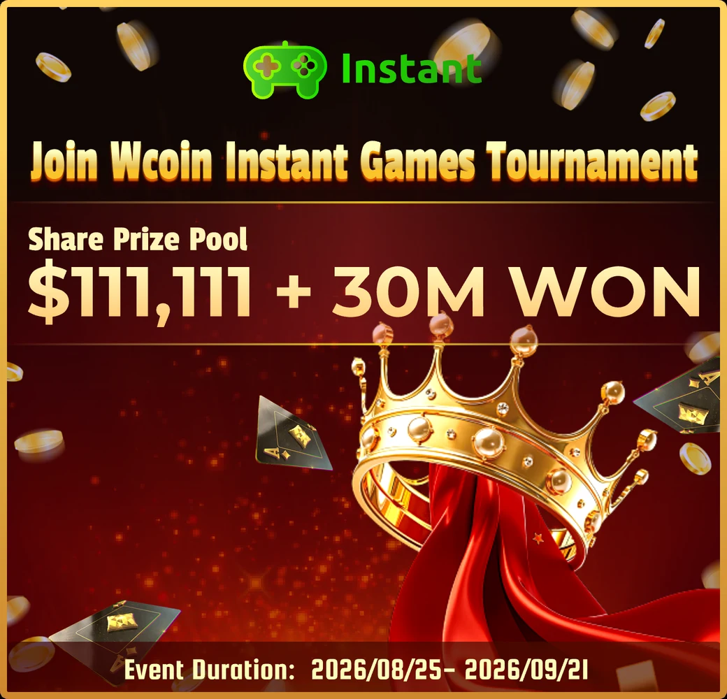 Wcoin Instant Games Tournament — 111,111 USDT + 30M WON prize pool